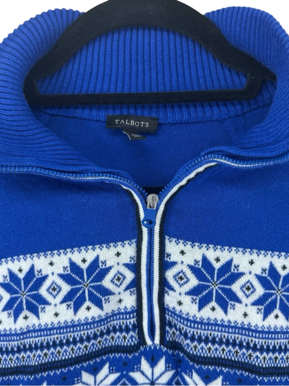 Talbots Nordic Quarter Zip Long Sleeve Sweater Wool Cotton Blend Women’s sz M - Picture 5 of 9
